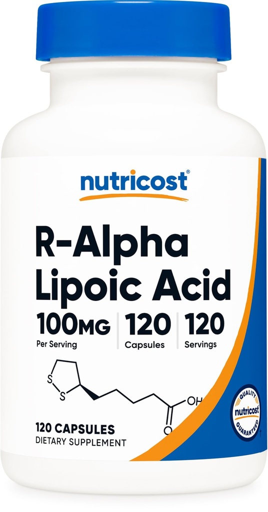 Nutricost R-Alpha Kyselina lipoová 100mg, 120 Kapsule - Veggie Kapsule, Non-GMO, Gluten Free