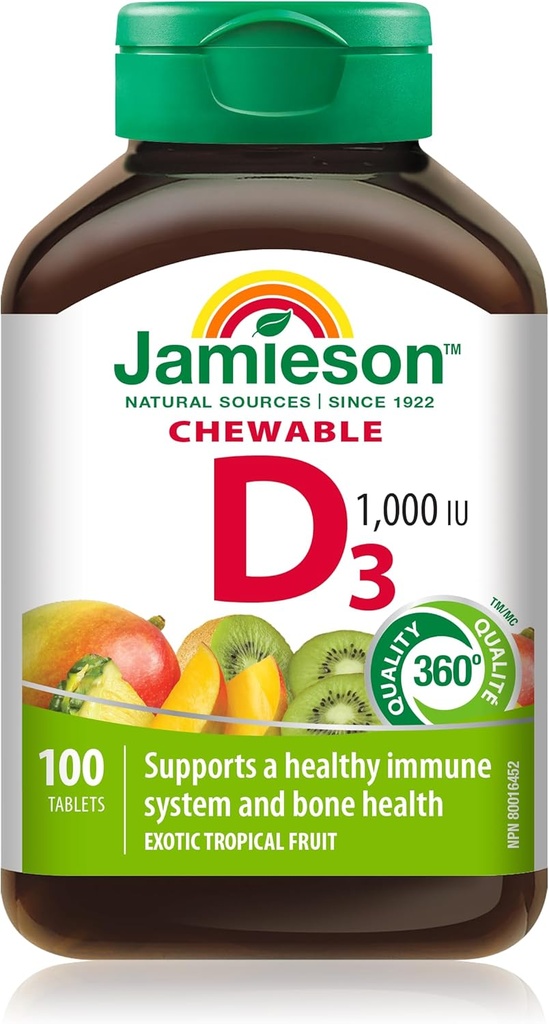 Jamieson Laboratories 1,000 LU Natural Tropical Flavor Žuvací vitamín, 100 Počet
