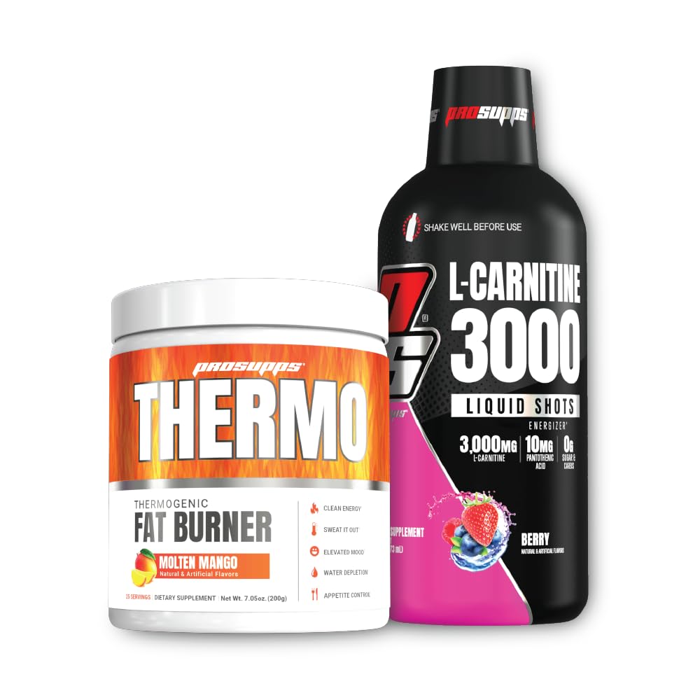 PROSUPPS Thermo Tuk spaľovanie termogenický prášok Molten Mango a 3000 L-karnitín Berry - Manažment hmotnosti a pred tréningom - energia, nálada, kontrola chuti