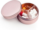 Malá tabletka Prípad 3 Kompartments, Metal Round Prenosné pilulky Box, Nepremokavé cestovné pilulky Organizátor, vrecková Purse Medicine Vitamínový držiak EDC Kontajner (Rose Gold)