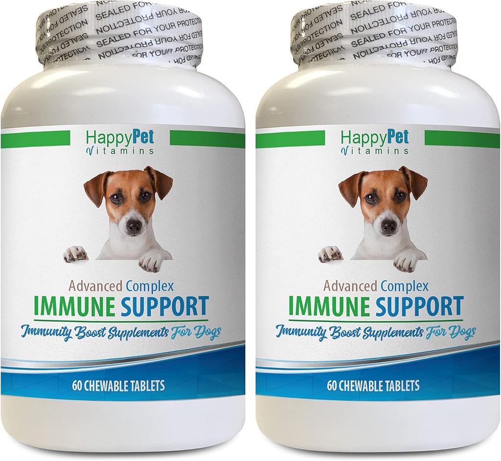 Alergia Imunitné oblátky pre psy Jahňacie príchuť - Dog Immune System Support - Pečeň a obličky Zdravie - Výkonný ANTIOXIDANTS - Prírodná formula - Turecko chvostové kapsule Pes - 2 fľaše (120 Liečebné prostriedky)