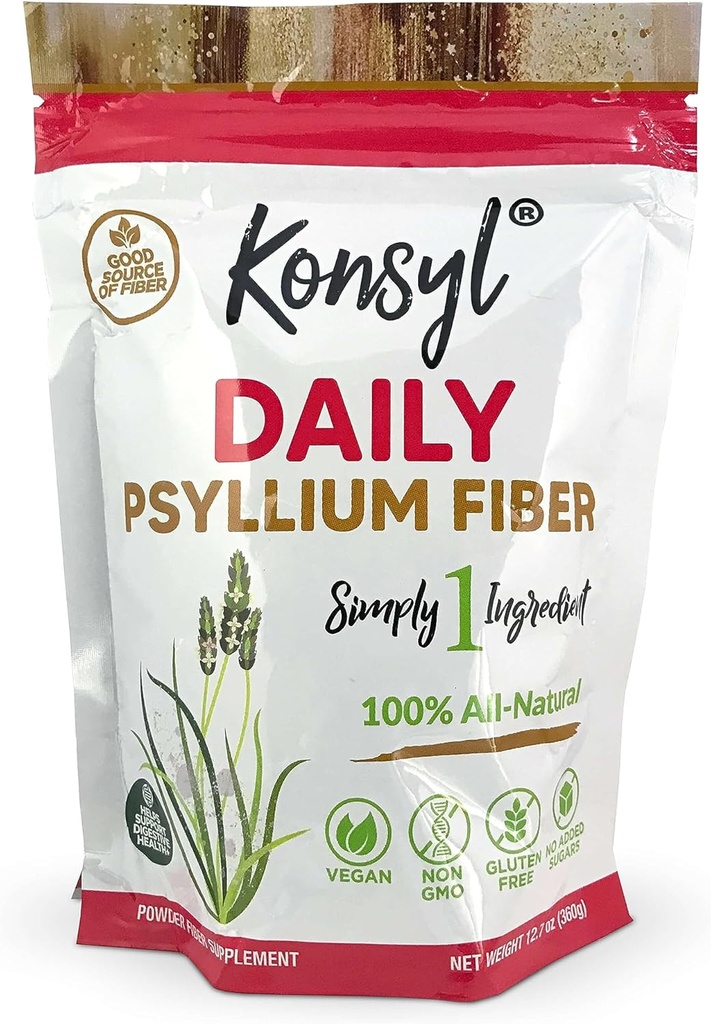 Konsyl Daily Psyllium Fiber 360g / 12.7oz - Non-GMO, Vegan, Keto-Friendly, Fiber Supplement Powder - podporuje tráviace zdravie