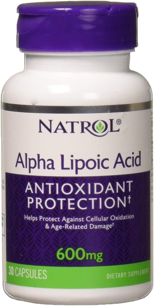 Natrol Alpha Lipoic Acid 600 mg, Dietary Supplement for General Wellness, 30 Kapsule, 30 Day Supply