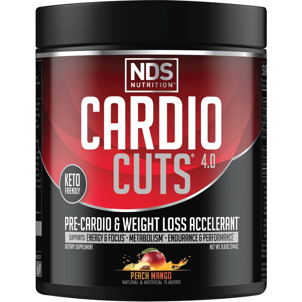 NDS Nutrition 4.0 pred tréningom doplnok - Advanced Weight Loss and Pre Cardio Formula s L-karnitín, CLA, MCTs, L-Glutamine, a požltový olej - Peach Mango (40 Servings)