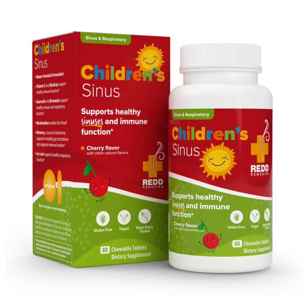 Redd Remedies, Children's Sinus Support, Immune and Respiratory Health Formule, Cherry Flavor, 60 Žuvacie tablety