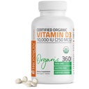 Bronson Vitamín D3 10 000 IU (250 μg) Certified Organic High Potency Non- GMO Vitamin D Supplement, 360 tabliet