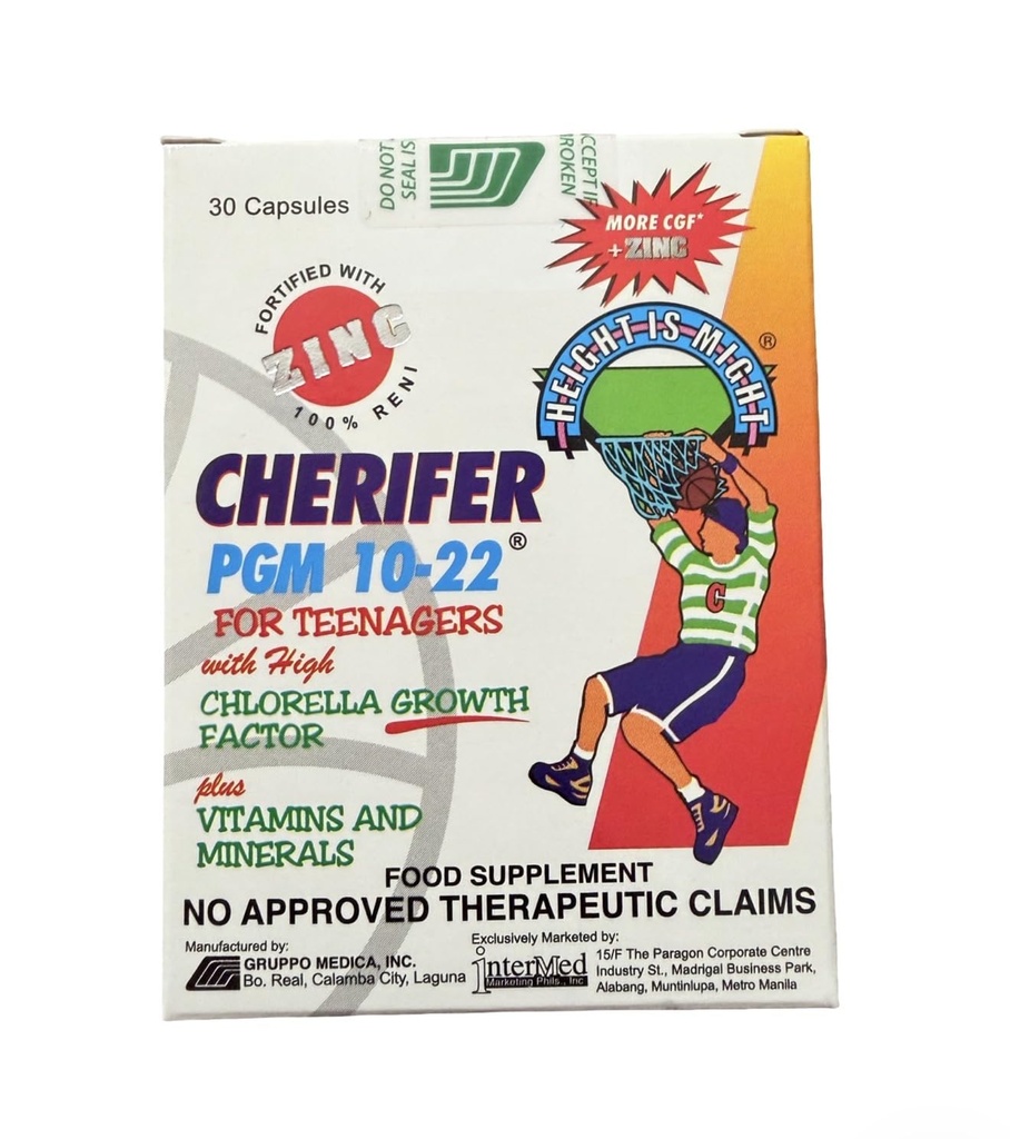 Cherifer PGM 10-22 Kapsule s Zinkom od Teenagers s Chlorella Growth Factor, a Taurín 30 Kapsule
