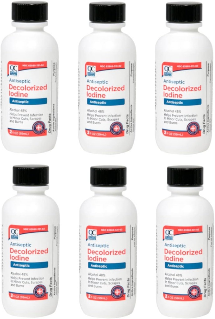Kvalitná voľba Antiseptická dekolorizovaná jód 2 Fl. Oz. - 6 Balenie