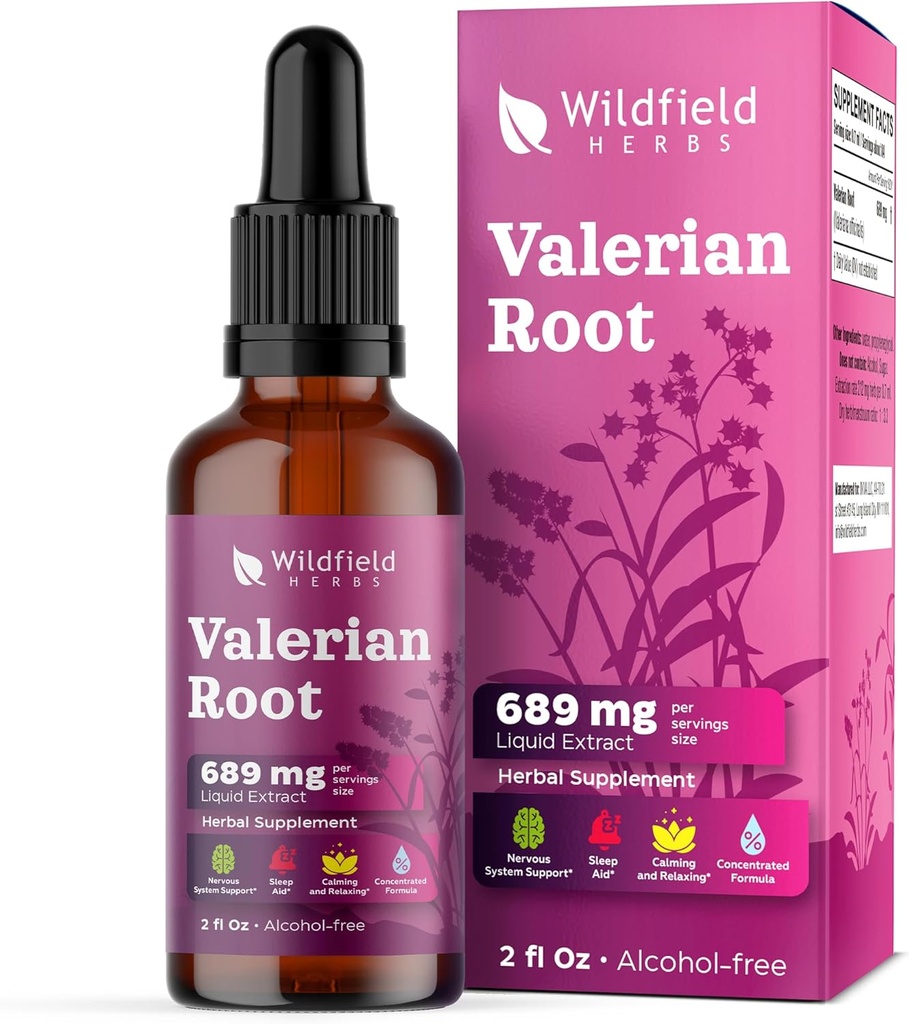 Valeriána Root Extract Drops 1000mg (Valeriana officinalis) Bylinné doplnky Absorbs Better Than Capsules, 2 mesiace dodávky, 84 Servings, Alkohol-free Tinture - 2 Oz, balenie 1