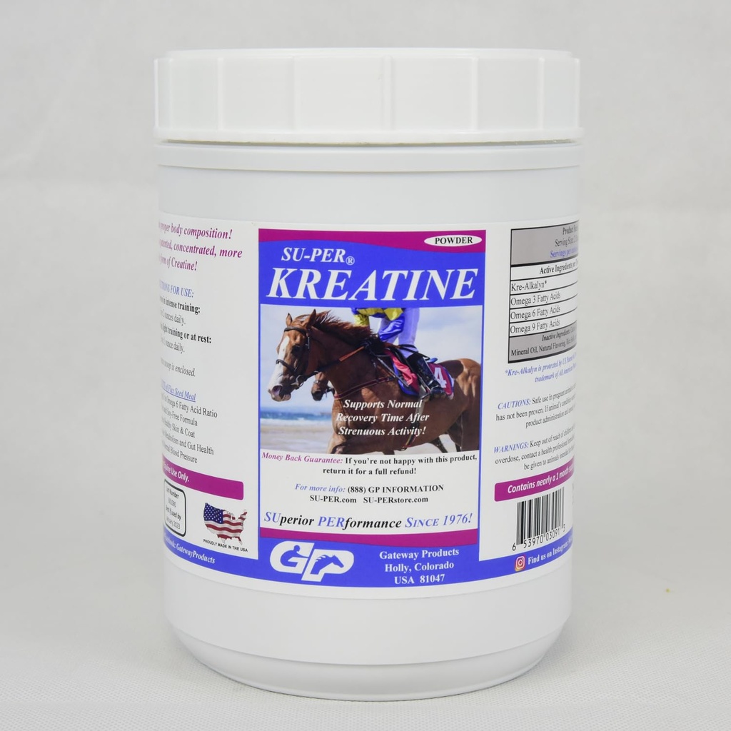 SU-PER Kreatin Energy Horse Supplement - Podporuje výrobu energie, vytrvalosť a vytrvalosť - Kone Creatine Supplement with Kre-Alkalyn - 2,5 libra, (2 balenia)