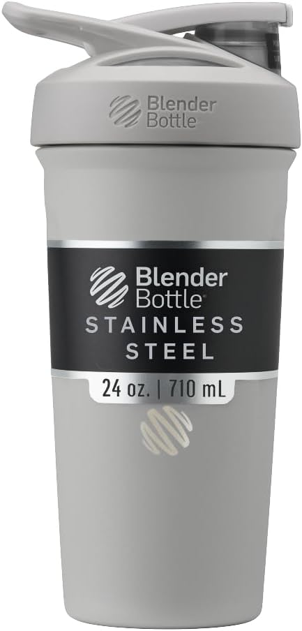 BlenderBottle Šport Izolovaná nerezová oceľ fľaša Shaker s drôtom Whisk, 24-Ounce, Grey 