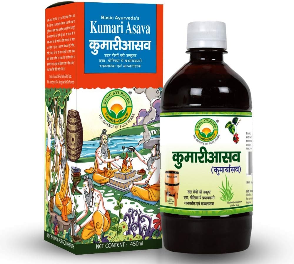 Basic Ayurveda Kumari Asava 450ml Efektívne v problémoch s pečeňou a zlepšiť prejedanie 