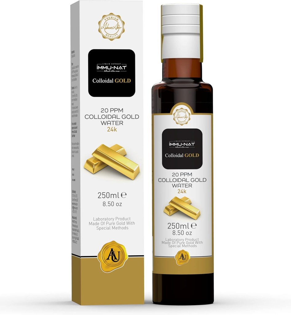 Koloidné zlato Voda 24K Čistá kvapalina 20PPM (8.5oz) Minerálny doplnok pre zvýšenú kognitívnu funkciu, zameranie, kreativita, pokoj, spánková pomoc - Pineal Gland Decalcification