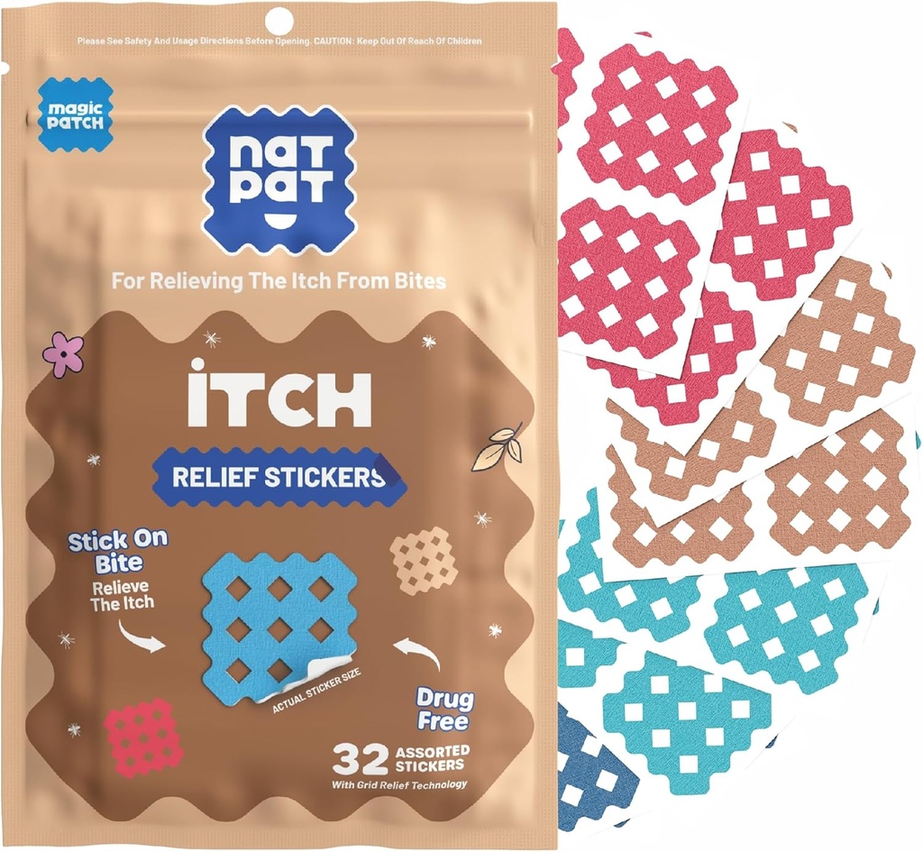 NATPAT Magic Patch Sitch Relief Stickers - Insect Bite Patch pre komáre, Kliešte, midges, Sandflies, a Posteľ Bug Bite - Buzzpatch - 32 Počet
