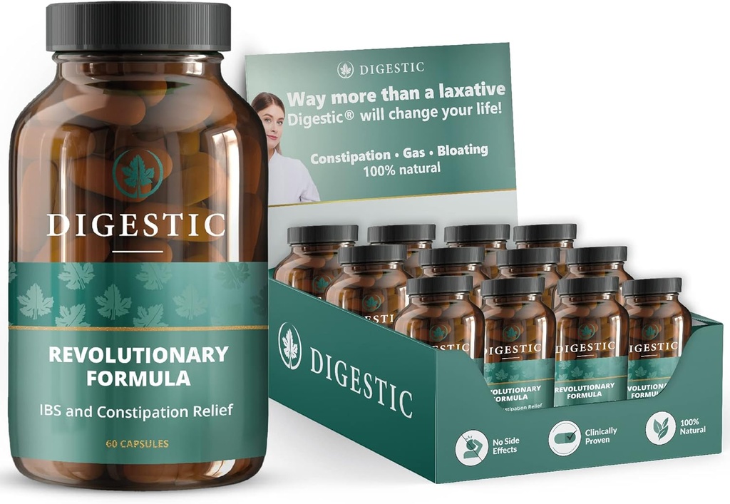 Digestic - Laxative pre Zápcha Relief - Stool Zmäkčovač pre IBS Ťažká Zápcha 100% Natural - 720 Kapsule - Colon Detox Cleanse, pre Bloating a Gas Relief - Profesionálny Reseller balenie