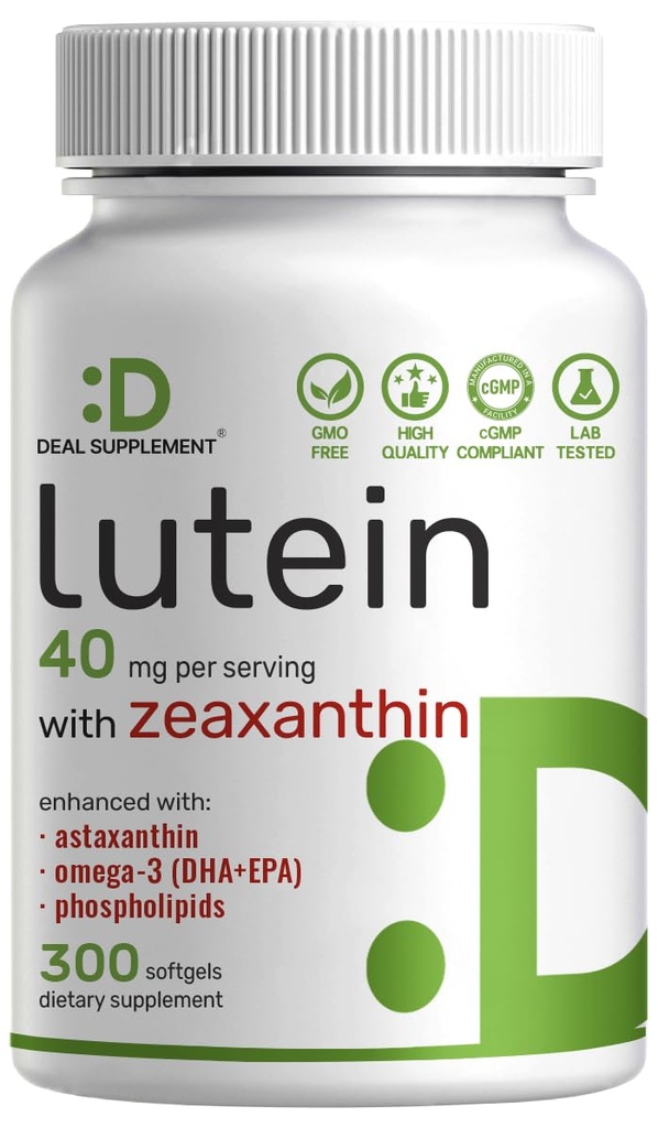 Lutein a Zeaxantin Doplnky, 40mg Per Serving, 300 Softgels 