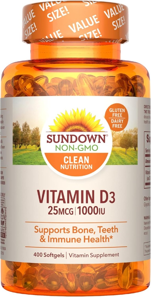 Sundown Vitamín D3, 400 Softgels