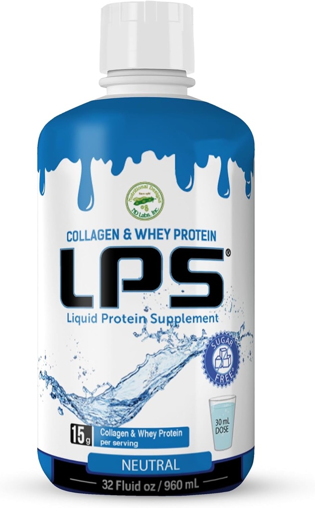Výživové návrhy LPS Liquid Collagen & Whey Protein Supplement - bezcukrový nápoj - podporuje zdravú pokožku a vlasy pre mužov a ženy (Neutrál)