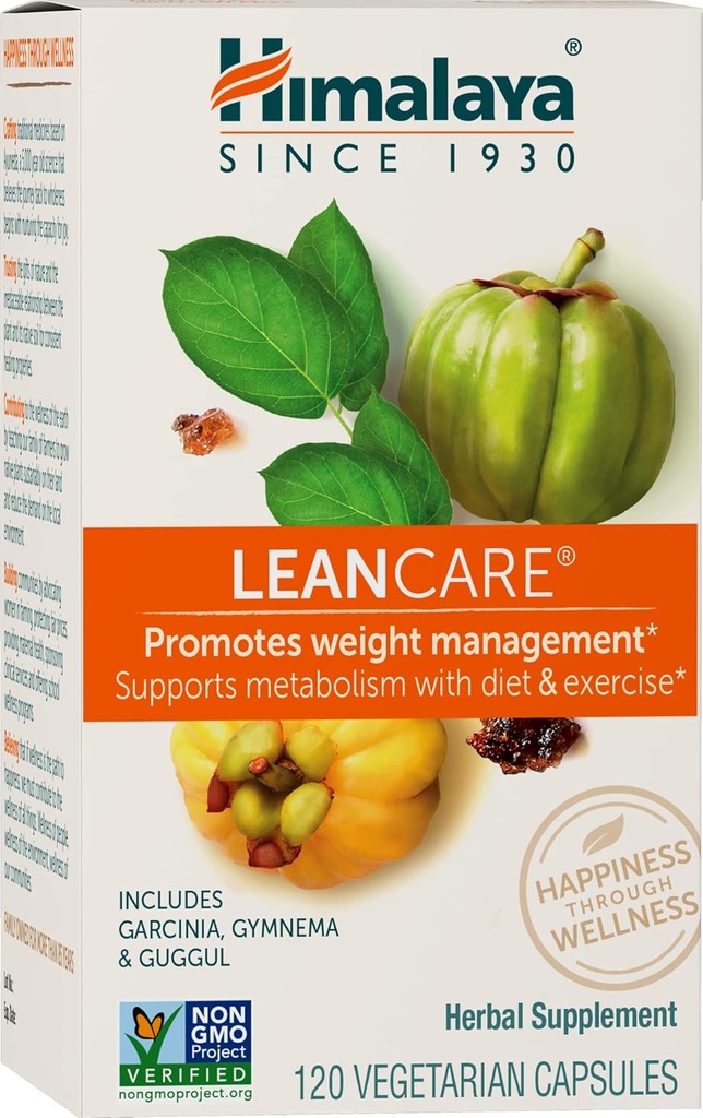 Himalája LeanCare - Bylinné doplnky pre hmotnosť a metabolizmus Podpora s Garcinia Cambogia, Gymnema Sylvestre, a Guggul - Vegan, Non-GMO, Gluten Free, 600 mg, 120 Kapsule