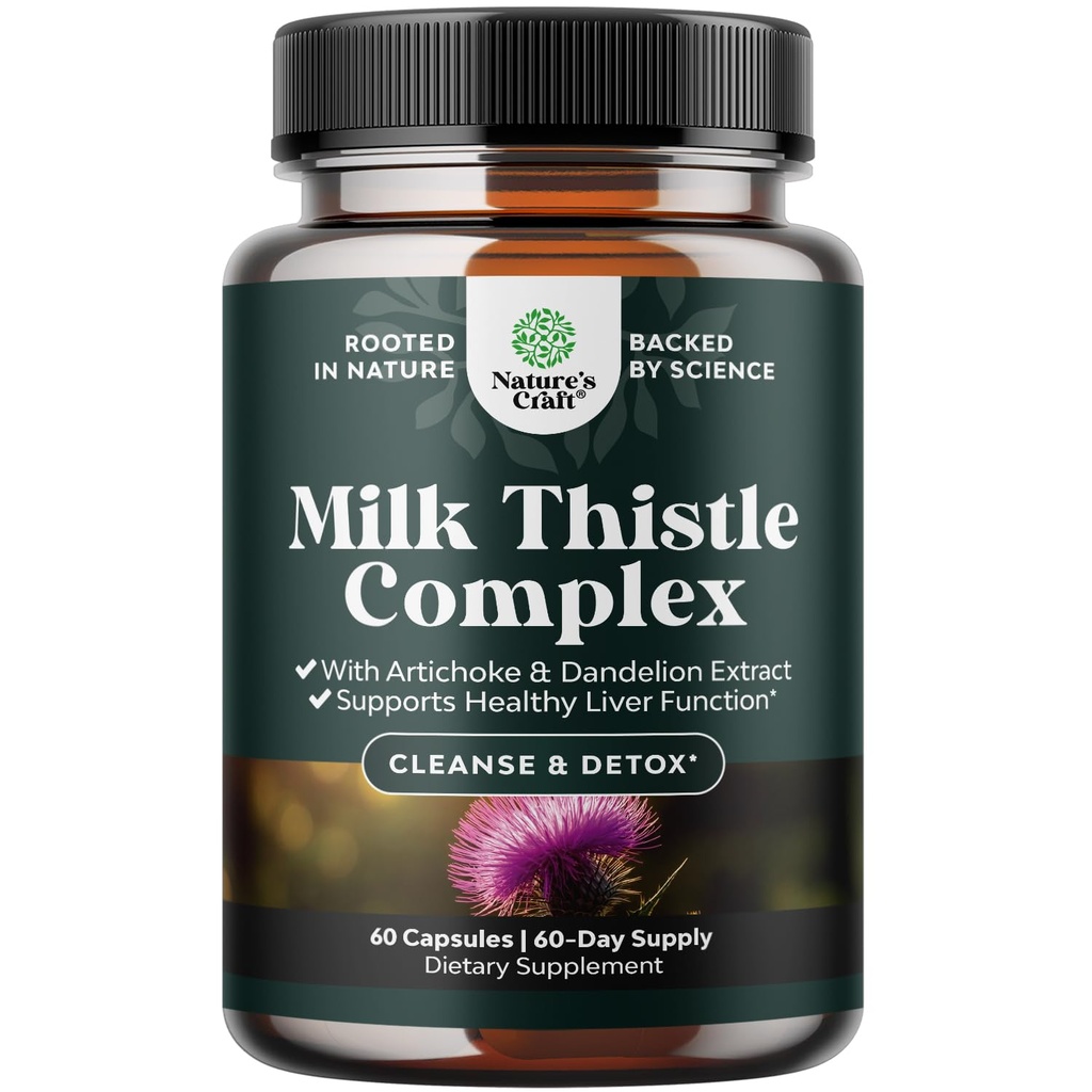 Mlieko na podporu pečene Suplement for Liver Clease Detox & Repair - Advanced Milk Thitle and Dandelion Root Supplement with Artichoke Extract - Púpavok Kapsule od Detox - 60 Ct