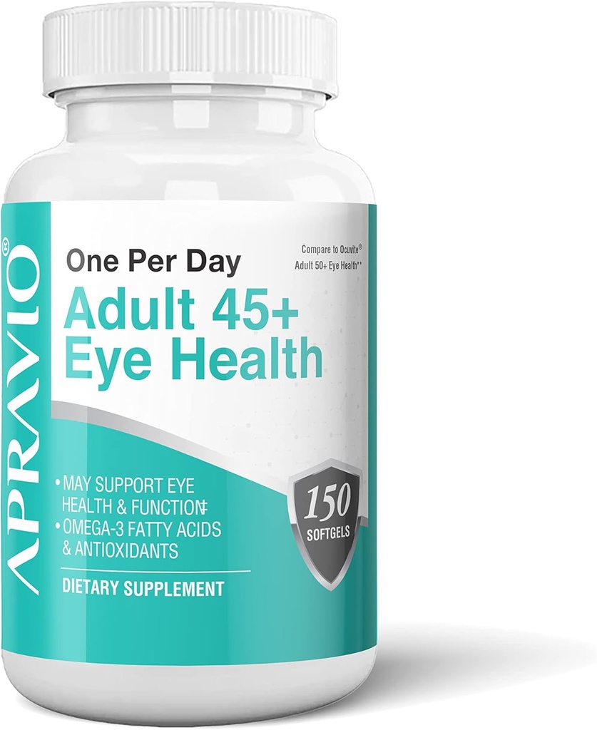 Dospelí 45+ Očné zdravie Vitamíny w/vitamín C, vitamín E, zinok, meď a mastné kyseliny Omega-3 pre videnie Zdravie a ochranu očí, 150 Softgelov