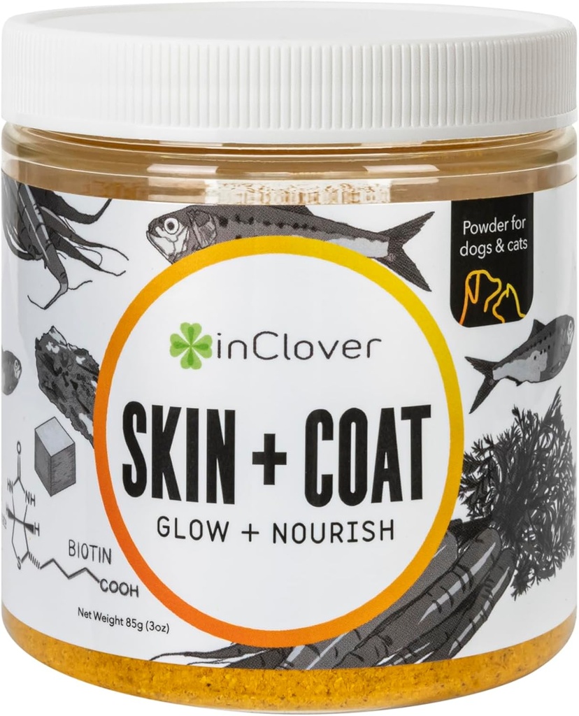 V Clover Dog Skin and Coat Supplement, BioRadiant Natural Supplement for Dogs, Healthy Skin and Coat, Fish Oil Alternative používa mrkvu, Kokos, Omega 3's, Biotin a Zinok Soothe kože