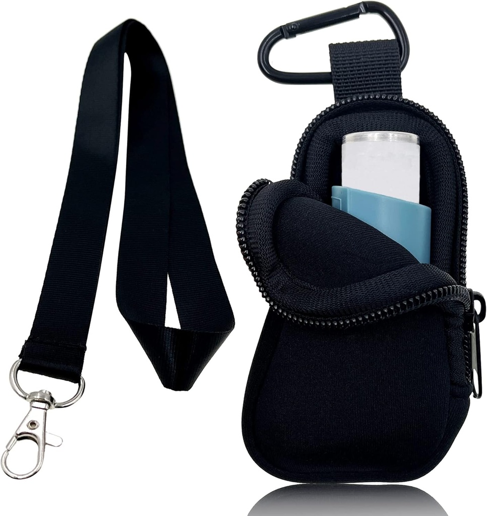 Holder Neoprene Travel Case for Astma Inhaler, Handy Mini Bag for Inhaler for All Ages, Inhaler nezahrnuté (čierna)