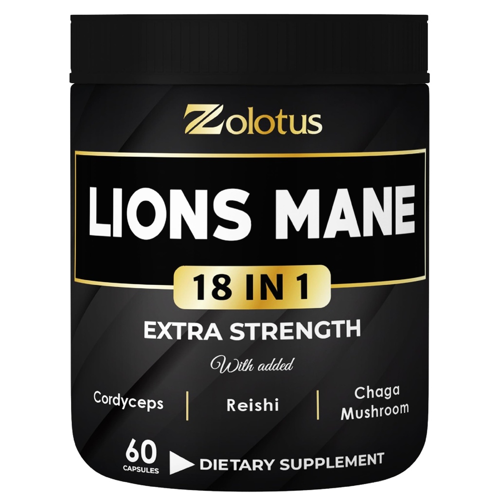 Zolotus Lions Mane Kapsule s Cordeyceps, bazalky, Ginkgo Biloba, Bacopa - 60 Kapsule