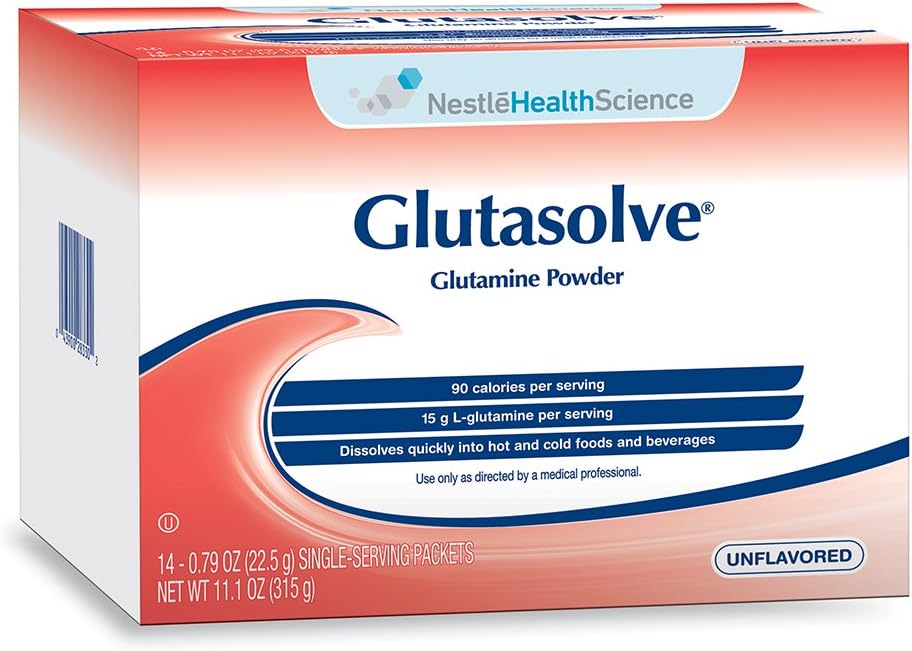 Glutasolvujte prášok na glutamín, neochutený, 0,79 Oz Paket, 14 balení