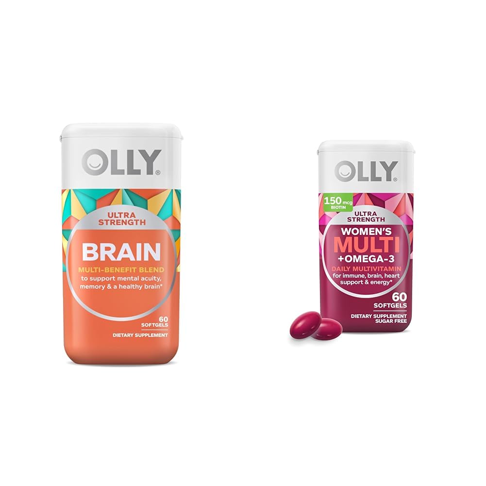 OLLY Ultra sila Mozog softgels, Nootropný, podporuje zdravý mozog funkcie, pamäť, Focus & Ultra ženy multi softgels, celkové zdravie a imunitnú podporu, Omega-3s, železo, vitamíny A, D