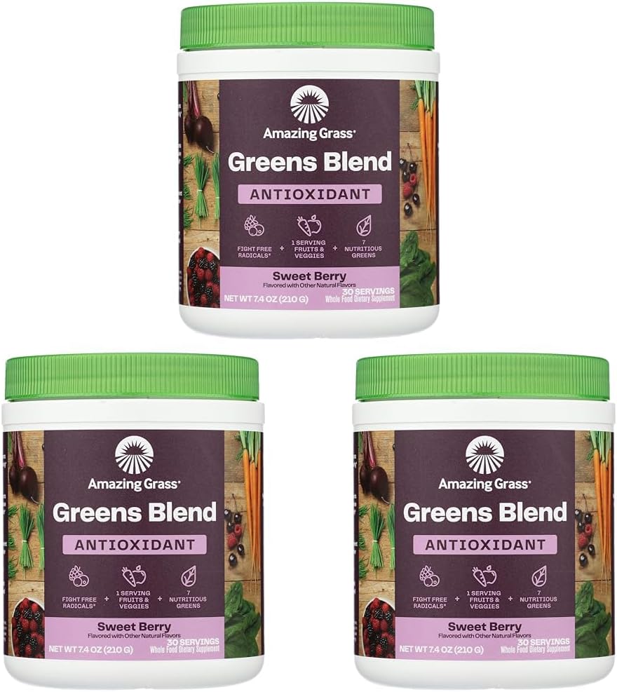 Amazing Grass Sweet Berry Antioxidant Superfood Powder, 7,4 OZ (Pack of 3)