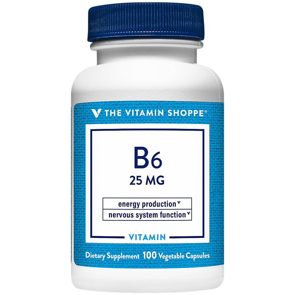 Vitamín B6 a podporuje výrobu energie a 25 MG (100 rastlinných kapsúl)