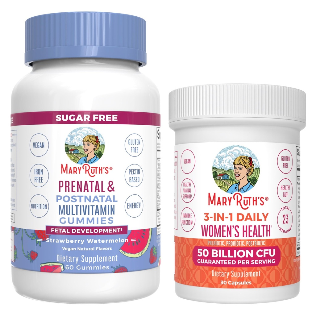 MaryRuth Organics Prenatal Postnatal Multivitamínové Gummy (Strawberry) a Dámske 3-in-1 Daily Probiotic Capsules 