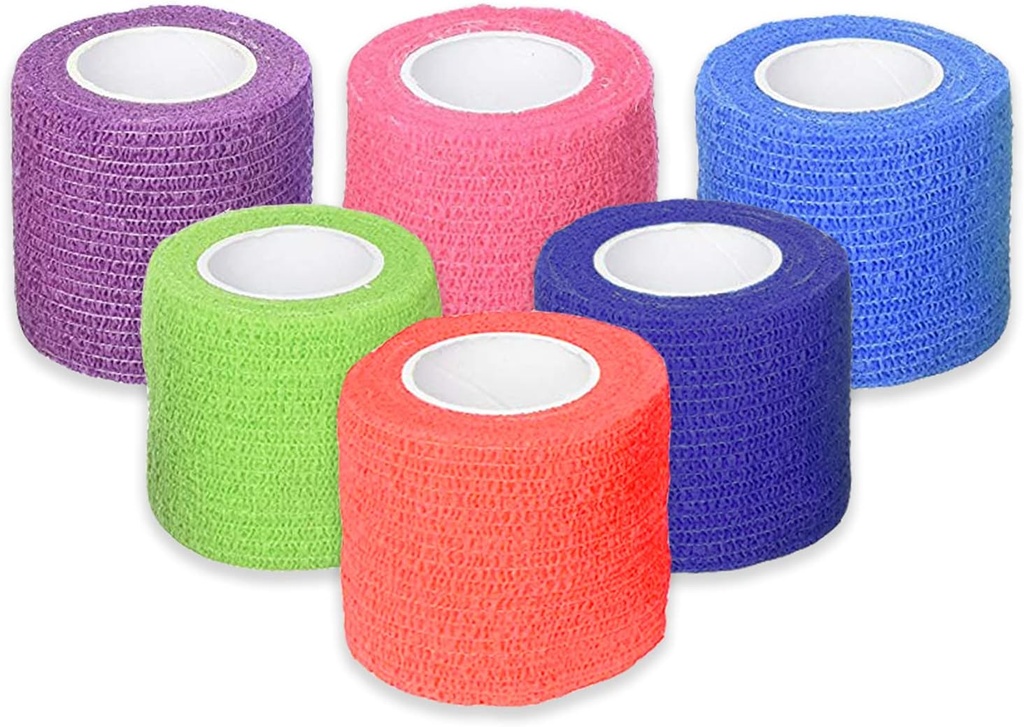 Ever Ready First Aid Self Adherent Cohesive Bandáže 2" x 5 Yards - 12 Počet, Farby dúhy