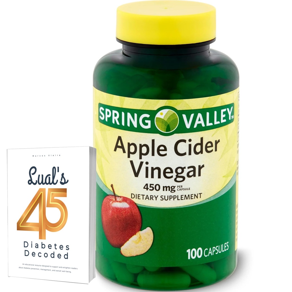 Jablkový Cider Ocogar 450mg. Jarné Valley Jablkový Cider Ocogar Kapsule 450 mg 100 Počet, Non-GMO, Gluten Free Supplement Bundle s Luall 45 Diabetes Dekódované