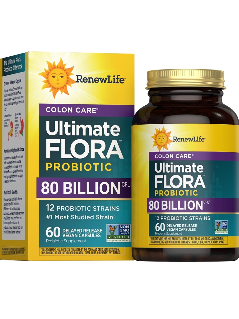 Renew Life Probiotic Colon Care Probiotic Capsules, Daily Supplement Offers Colon Support, L. Rhamnosus GG, Dairy, Soy and glutlen-free, 80 miliárd CFU, 60 grófov