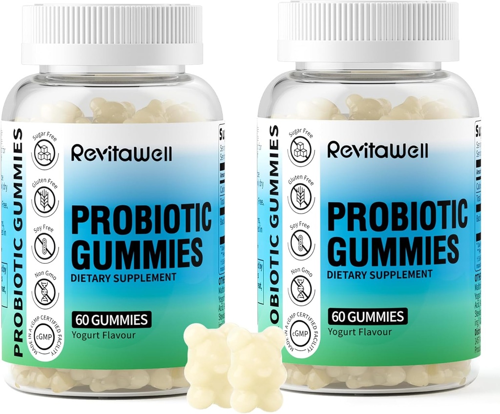 Probiotické Gummy pre trávivé zdravie a zdravie Gut, 3.6 Miliarda CFU, bez cukru, Debloat Gummies Probiotiká pre deti, ženy a mužov, Jogurt chuť, 120 Počet