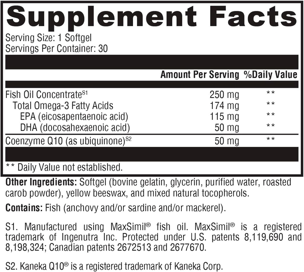 XYMOGEN CoQmax Omega 50 mg - CoQ10 + Rybí olej Omega 3 doplnok - Dual-Action Heart Health Support - Koenzým q10 + Špecializovaný rybí olej pre 3X väčšie vstrebávanie EPA DHA (30 Softgels)