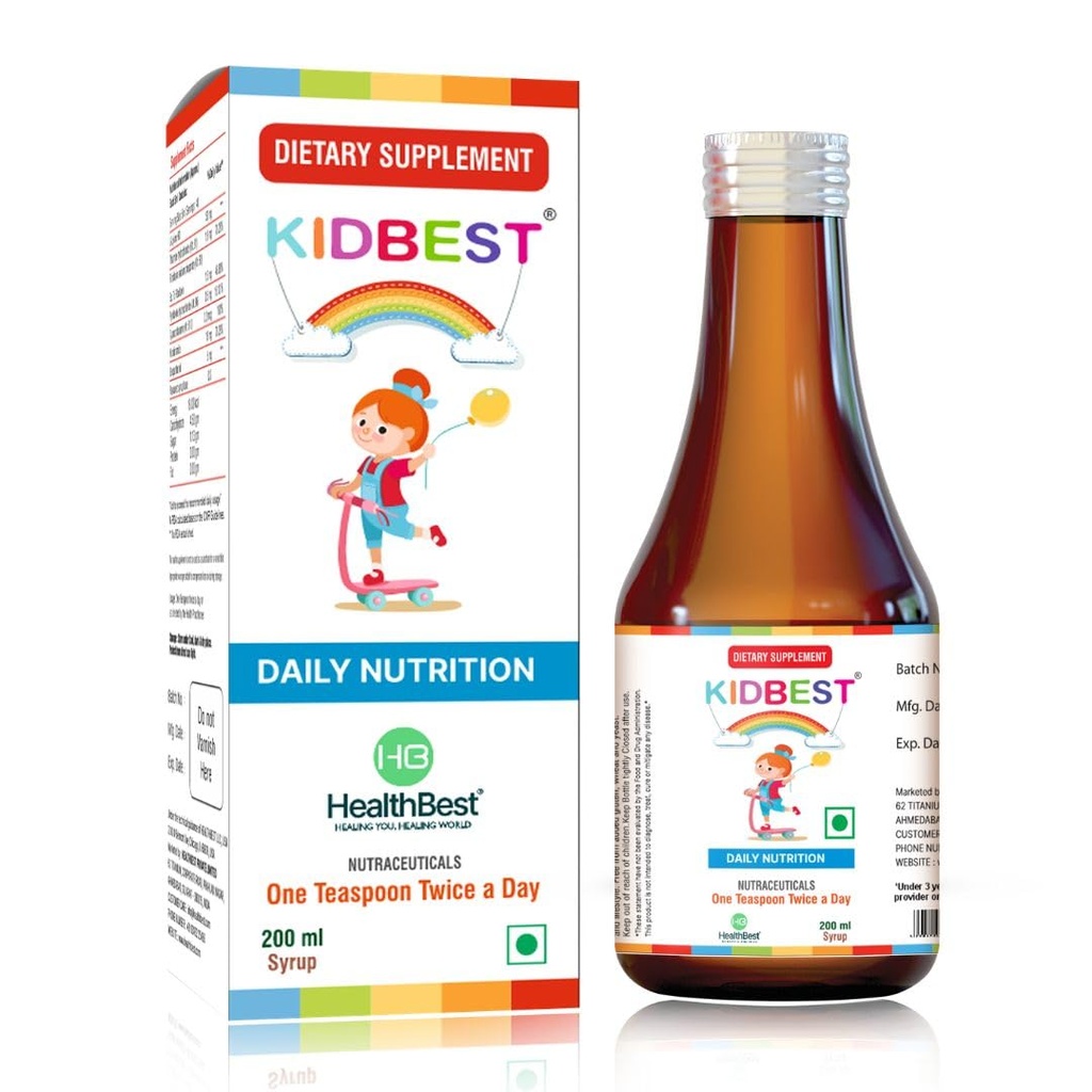 ZdravieNajlepšie kidbest Appetite Booster pre deti 3-13 Yrs s L-Lysine & B vitamíny sirup, pomáha zdravej hmotnosti Zisk, Ananás chute, zvyšuje hlad, chuť do jedla stimulant, 200ml