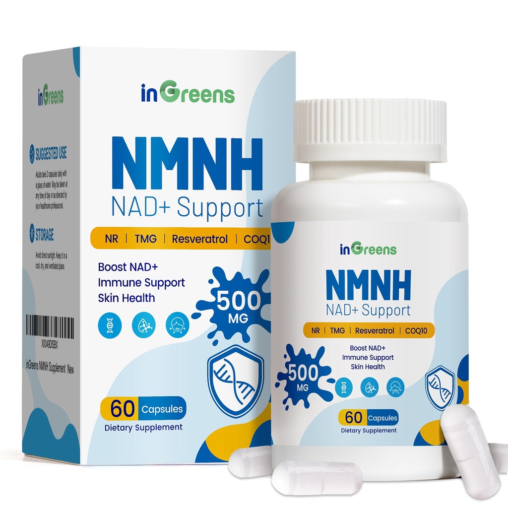 500mg NMNH, NMN Supplement Alternatíva s NR, TMG, Resveratrol, COQ10, NAD Supplement, Anti Aging, Energy, Boost NAD+ Lively, 60 kapsúl