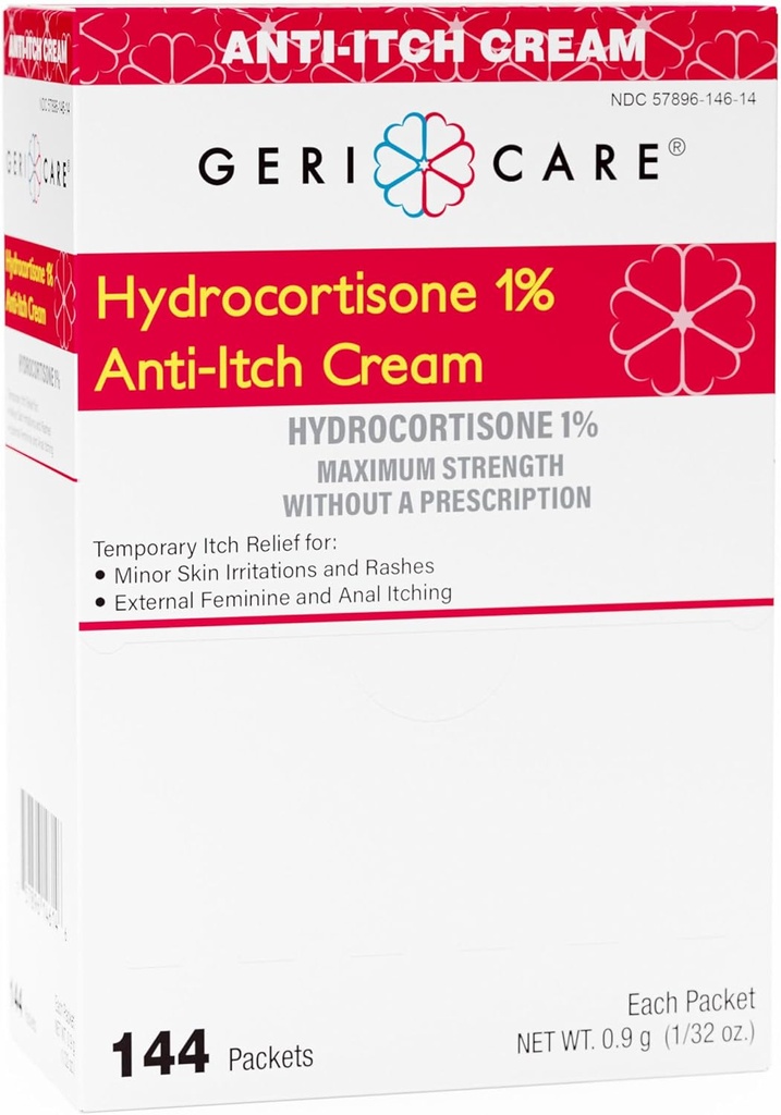 Gericare Hydrokortizón 1% Anti-svrbiaci krém, maximálna sila, 144 gróf balenia, 0.5oz Každý paket (Pack of 1)