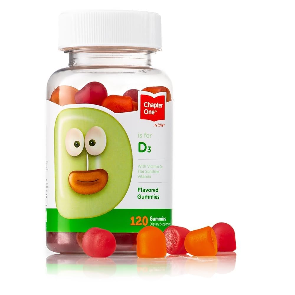 Zahler - Kapitola 1 Vitamín D 3 1000 IU Gummy (120 Ochutené Gummy) - Certified Kosher Chewable for Kids & Adults - Made in USA