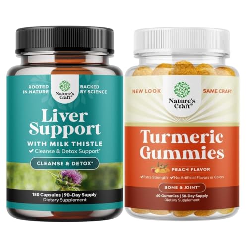 Bundle of Liver Clean Detox & Repair - Silymarin Milk Thitle with Dandelion Root Choline Cvikle extrakt a Turmeric Curcumin Gummies with Black Pepper Curcumin Powder for Joint Support