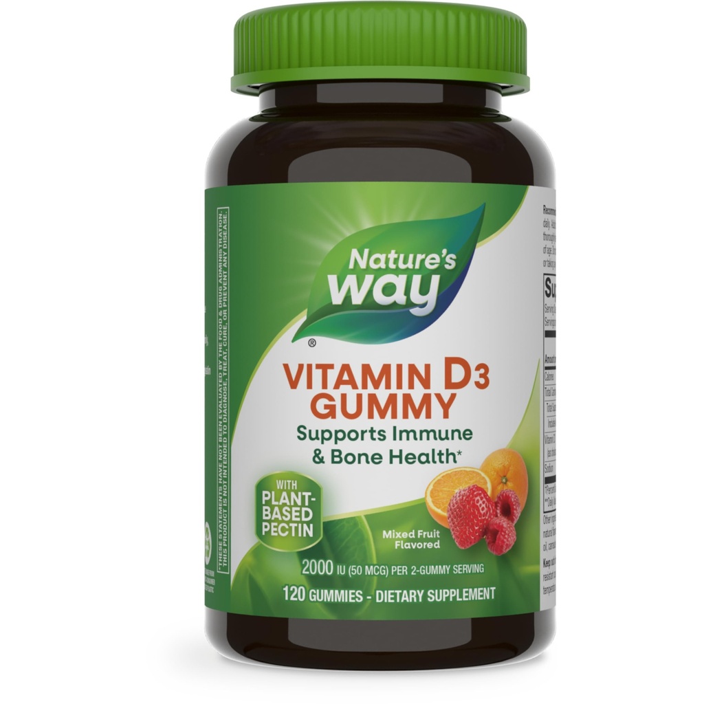 Prírodná cesta Vitamín D3 Gumičky, podporuje Immune a zdravie kostí*, 2000 IU (50 μg) na 2 Gumičky, vitamín D3 2000IU na 2 Gumičky, zmiešané ovocie Ochutené, 120 Počet