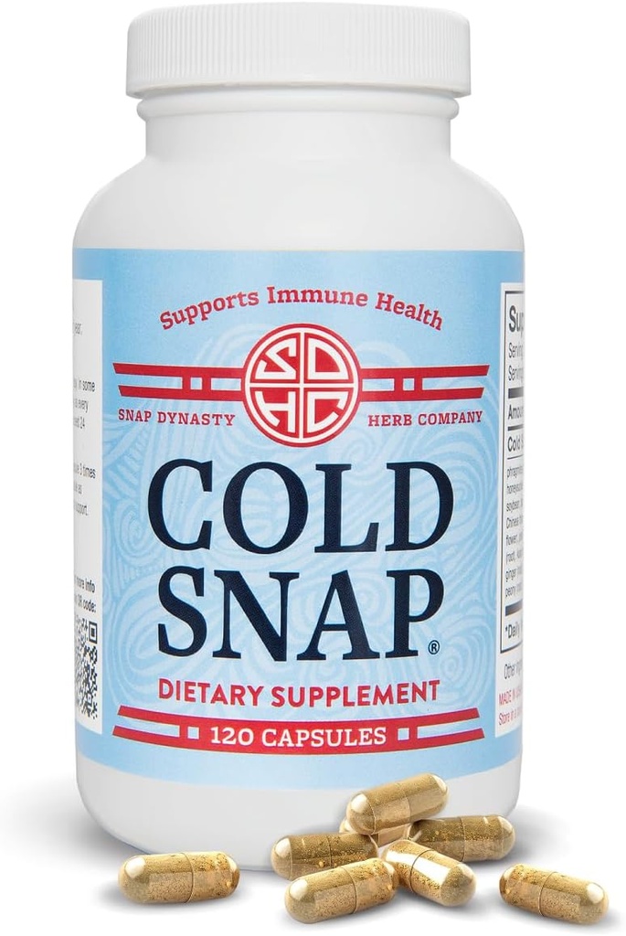 Snap Dynasty Cold Snap - 120ct Kapsule, Balenie 1 - Rastlinné založené komplexné Imunitná podpora zdravia pre všetky vekové kategórie, Rýchle doplnky pre studenú a chrípku podporu, Žiadne kontraindikácie