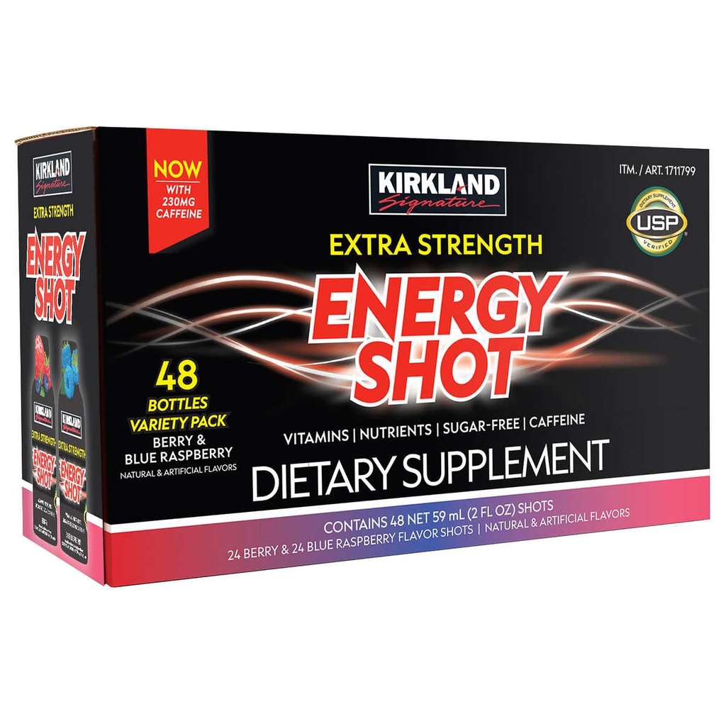 Kirkland Signature Extra Strength Energy Shot, Dietary Supplement: 48 Fľaše Odrodové balenie 2 Fl Oz