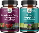 Natures Craft Bundle of Extra Strength Hawthorn Berry Capsules - Heart Health Supplement and Liver Cleanse Detox & Repair Formula - Herbal Liver Support Supplement