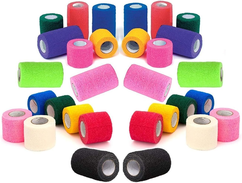Prérie Horse Supply Vet Wrap Tape Bulk (Asseter Colors) (6 Pack) (4 Inches Wide) Vet Wrap Medical First Aid Tape Self Adherent pre členky Wrist Sprains a opuch