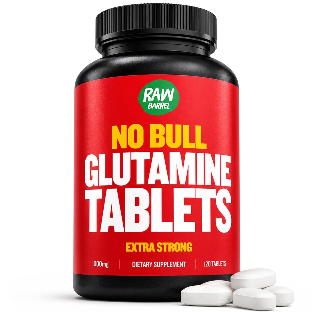 L Glutamine Tablets, No Bull Amino Acid Gut Health Supplement, 120 Pills