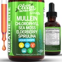 Čistá Nutra Mullein kvapky pre Pľúca Organické Chlorofyl Tekuté Írske more Moss, Spirulina, Licorice, Tart Cherry Lobelia, Motherwort & Elderberry Mullein Leaf Extract Tinture Muži Ženy Supplement